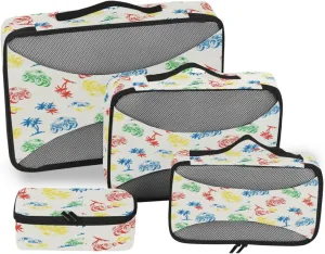 Travel Cubes 4 Set Suitcase Organizer Travel Cubes for Packing Women Packing Cunes Tropical Palm Monster Car