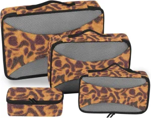 Travel Cubes for Packing Set of 4 Suitcase Organizer Travel Cube Packing Cuves Leopard Printed