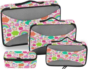Travel Cubes Set of 4 Luggage Cubes Suitcase Cubes Packing Cubs Cute Colorful apples Rainbow