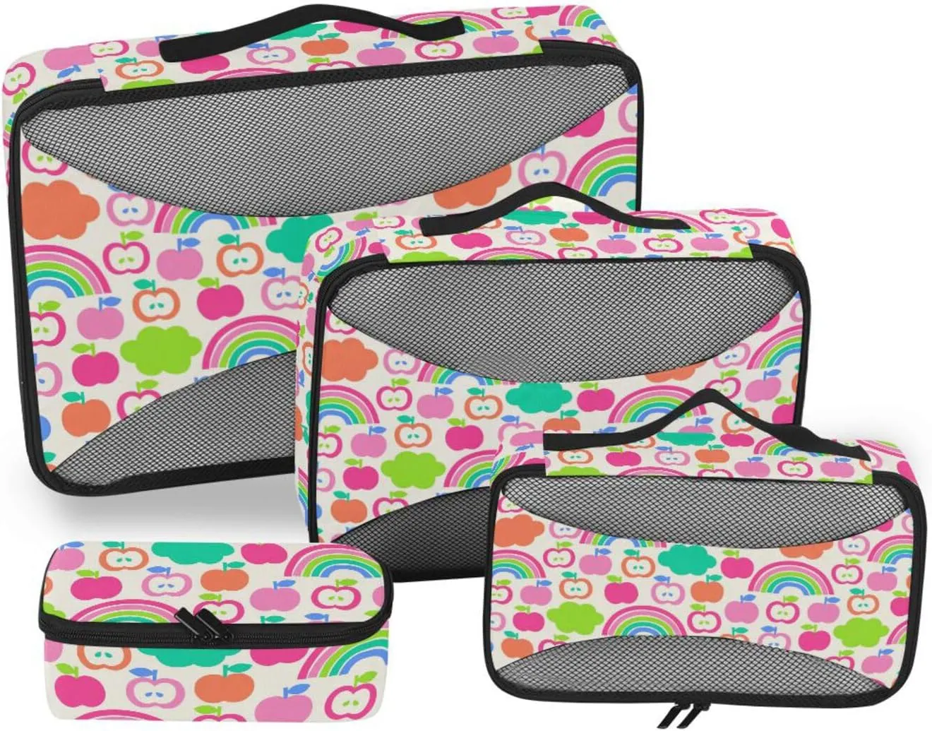 Travel Cubes Set of 4 Luggage Cubes Suitcase Cubes Packing Cubs Cute Colorful apples Rainbow