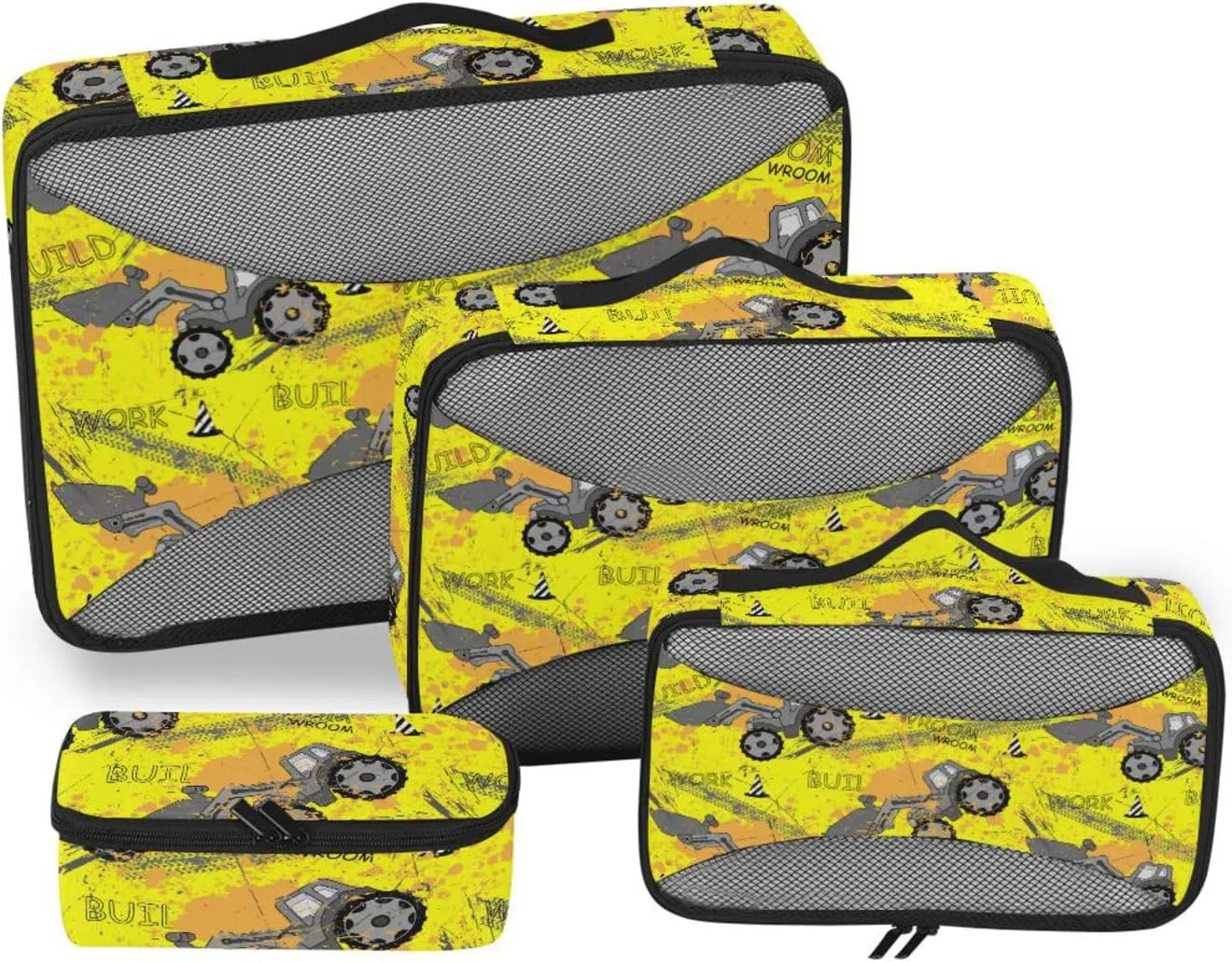 Travel Packing Cubes 4 Set Suitcase Organizer Bags Travel Cube Packing Cube Digger Car Grunge