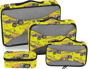 Travel Packing Cubes 4 Set Suitcase Organizer Bags Travel Cube Packing Cube Digger Car Grunge