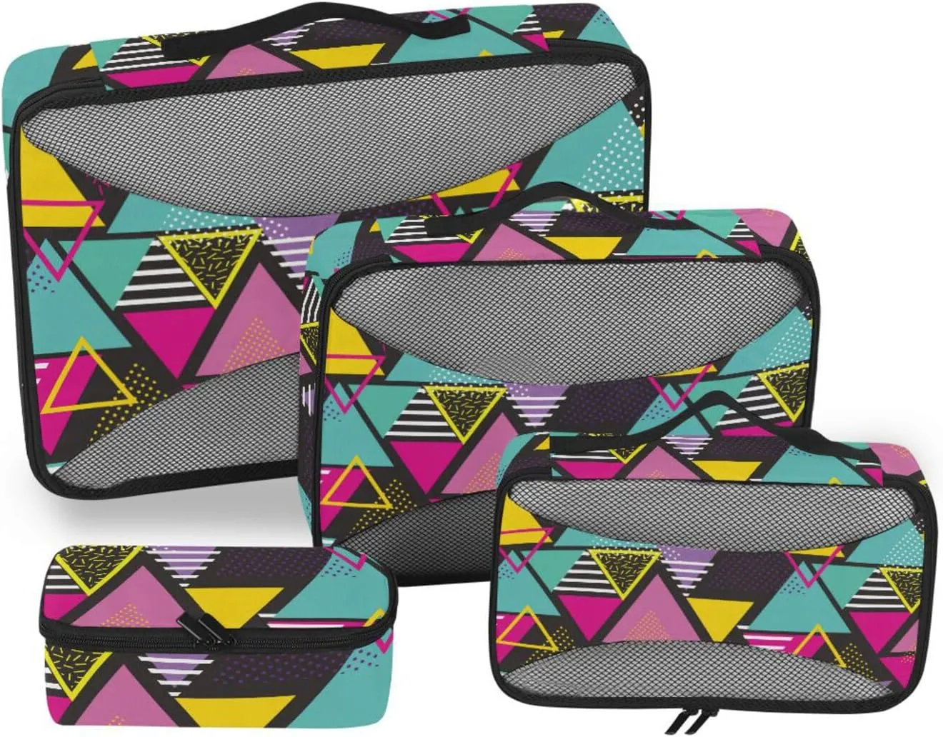 Travel Packing Organizers 4 Set Suitcase Organizer Bags Traveling Packing Cubes Paxking Cubes Geometric Pattern