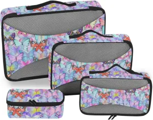 Travel Packing Organizers Set of 4 Luggage Organizers for Suitcase Luggage Packing Cubes for Travel Packimg Cubes Watercolor Butterfly