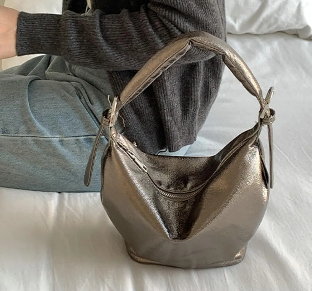 Trendy Hobo Bag for Women PU Leather Casual Underarm Shoulder Bag Portable Lightweight Purse Handbag