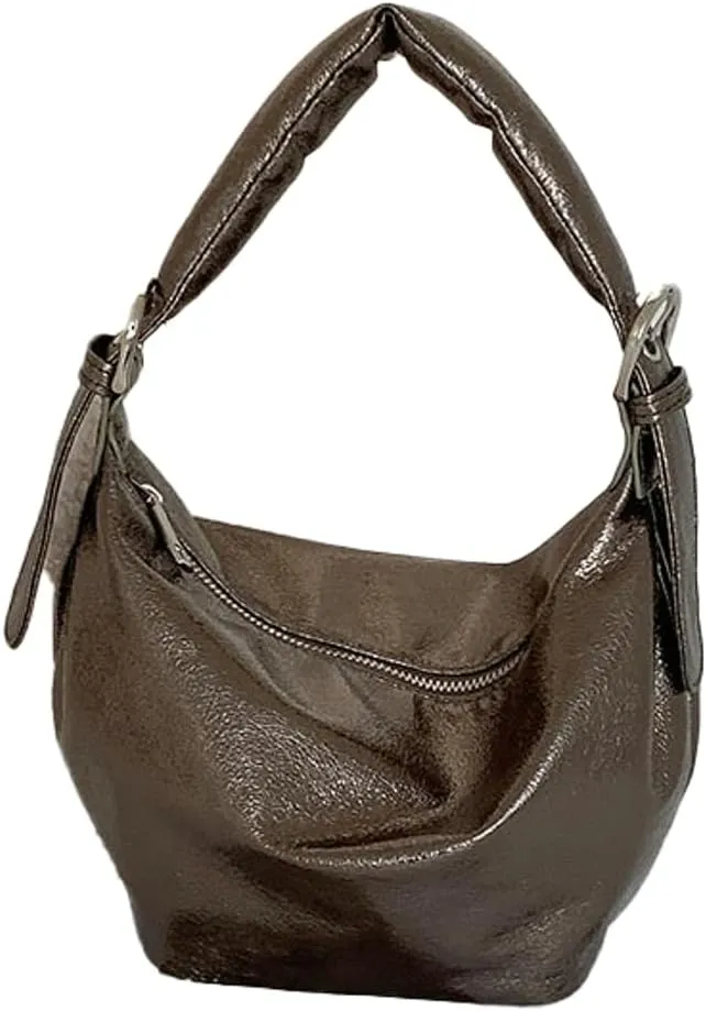 Trendy Hobo Bag for Women PU Leather Casual Underarm Shoulder Bag Portable Lightweight Purse Handbag