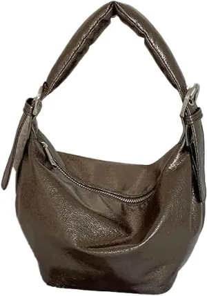 Trendy Hobo Bag for Women PU Leather Casual Underarm Shoulder Bag Portable Lightweight Purse Handbag
