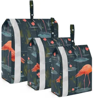 Tropical Flamingos Blue Packing Cubes for Suitcases 3 Set Compression Expandable Luggage Packing Organizers for Carry on Suitcase Travel Accessories Luggage Organizer Bags Set