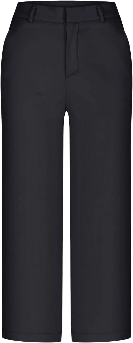 Twill Capri Pants for Women Casual Oversized Dress Pants High Waist Straight Leg Capris Dressy Office Cropped Trousers