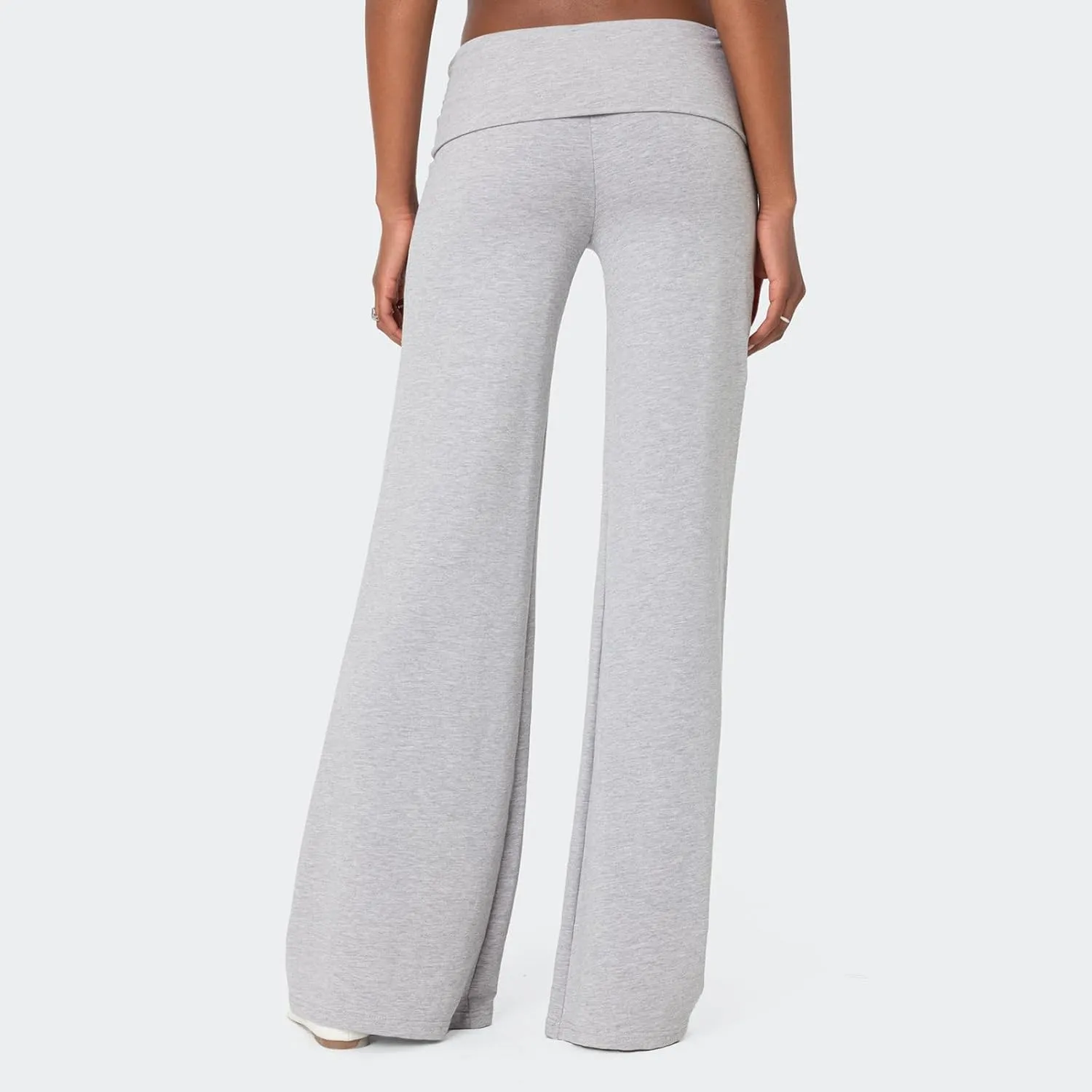 UAURORAO Fold Over Yoga Pants for Women Wide Leg Workout Sweatpants Y2k Striped Lounge Pants