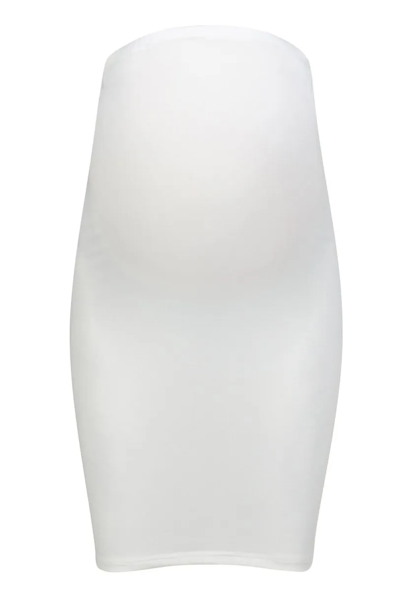 Underbust Fitted Maternity Tubeslip - White