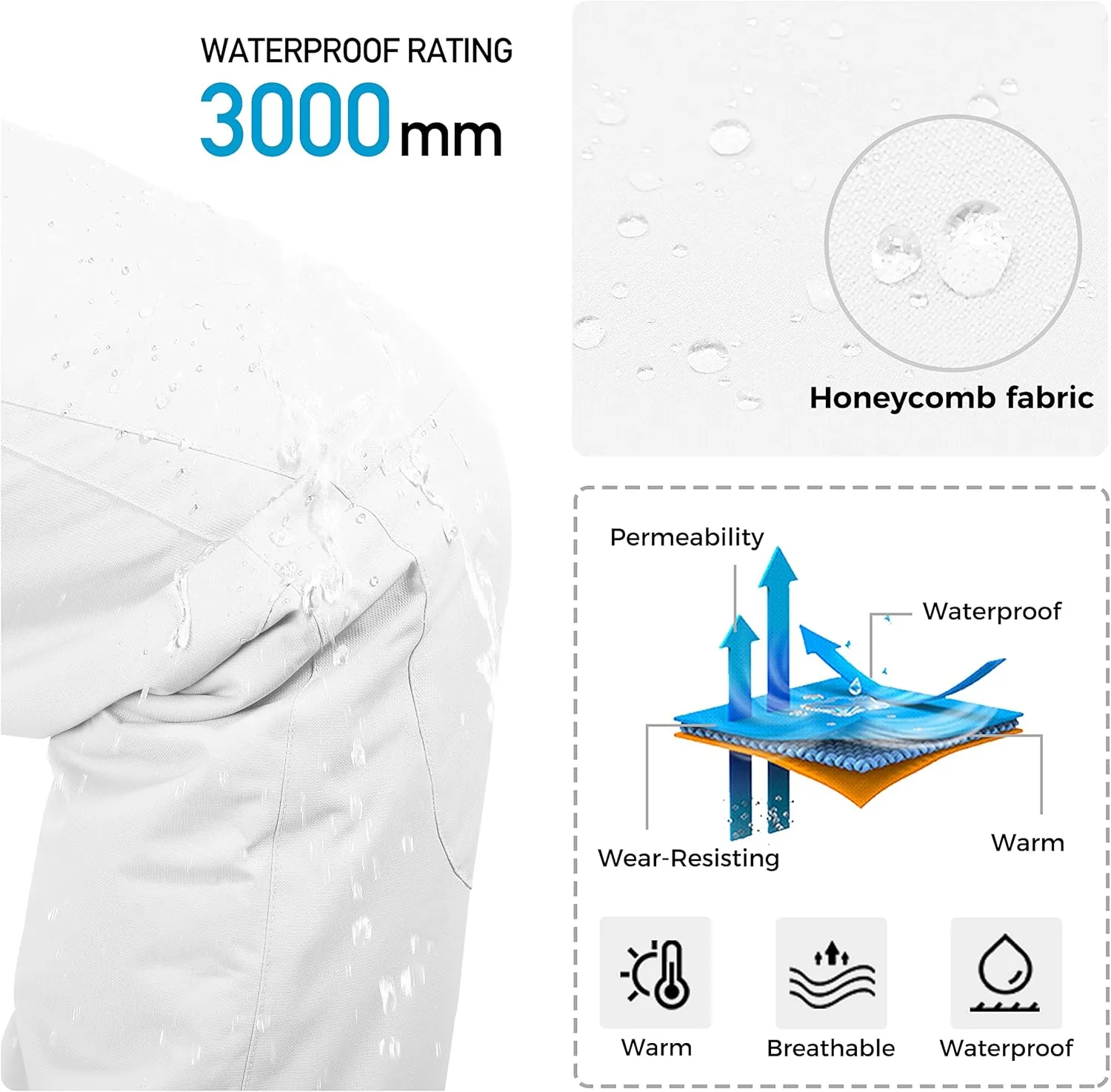 Wantdo Women's Mountain Insulated Snow Waterproof Ski Pants Winter Outdoor Cargo Pants