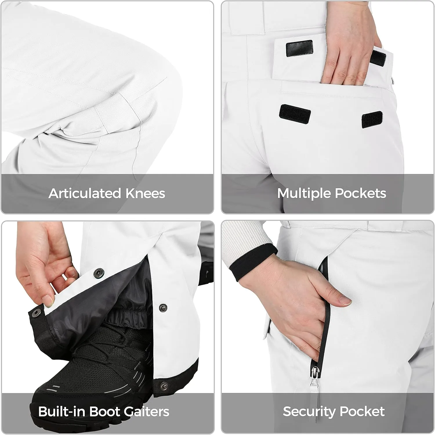 Wantdo Women's Mountain Insulated Snow Waterproof Ski Pants Winter Outdoor Cargo Pants