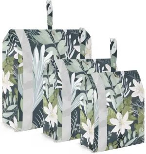 White Flowers Tropics Leaves Packing Cubes for Suitcases 3 Set Lightweight Compression Luggage Packing Organizers for Carry on Suitcase Travel Essentials Luggage Organizer Bags Set