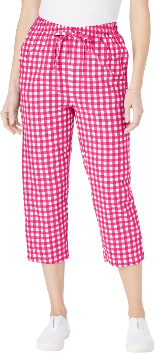 Woman Within Plus Size Seersucker Capri Pant