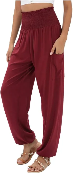 Women Linen Blend Summer Striped Pants Low Waist Bootcut Slim-Fit Trousers Business Work