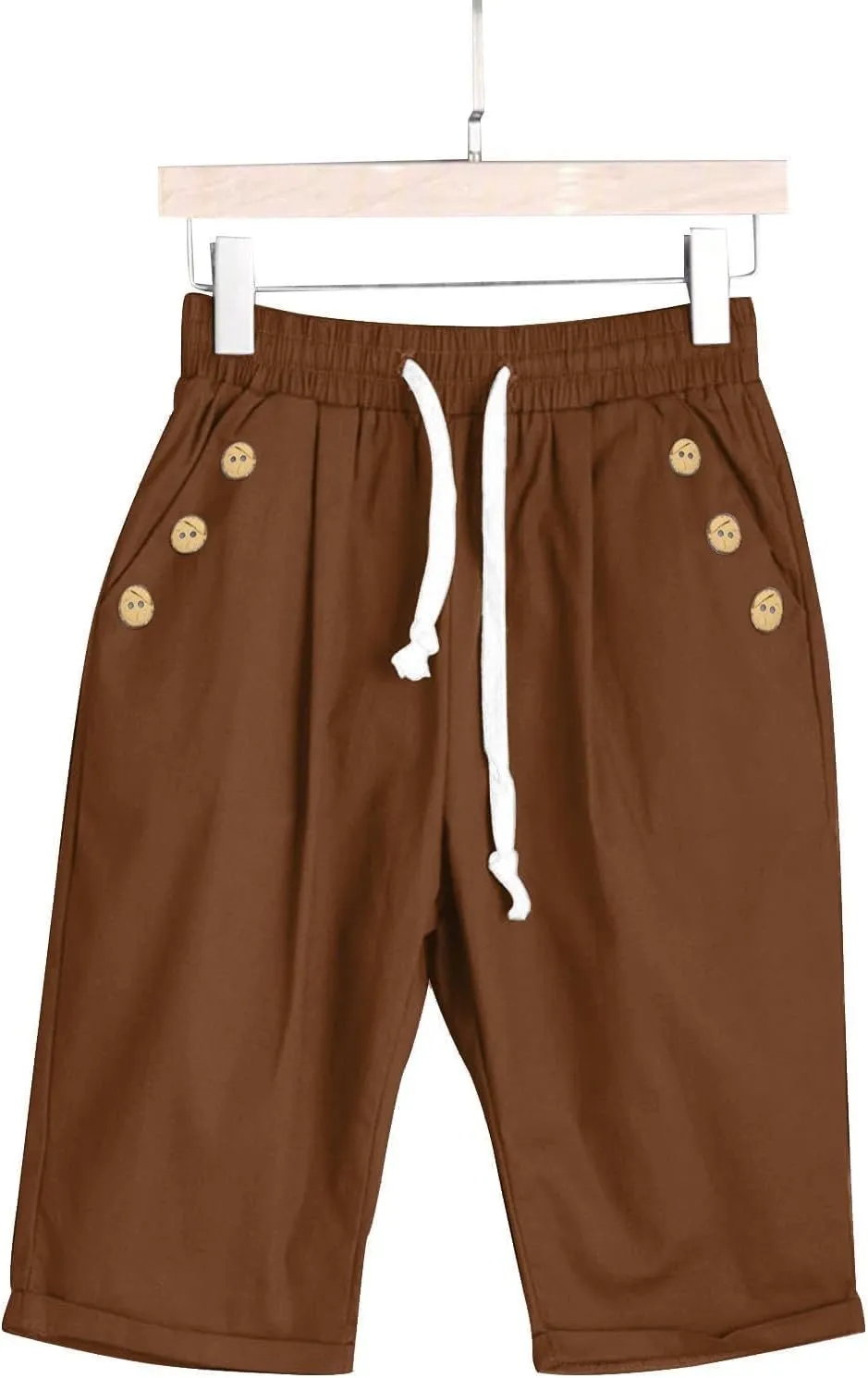 Women's Capri Pants Cotton and Linen Summer Loose Elastic Waist Workout Sweatpants Causal Lounge Pants with Pockets