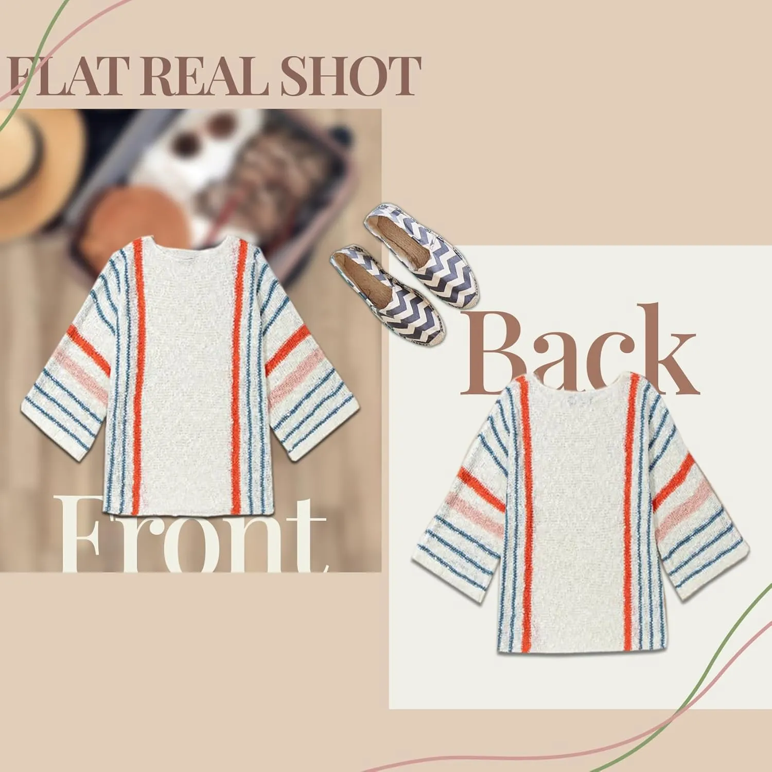 Women's Casual Color Block Striped Knit Sweater Lightweight Cable Knit Pullover Tops Spring Fall Trendy Boho Clothes