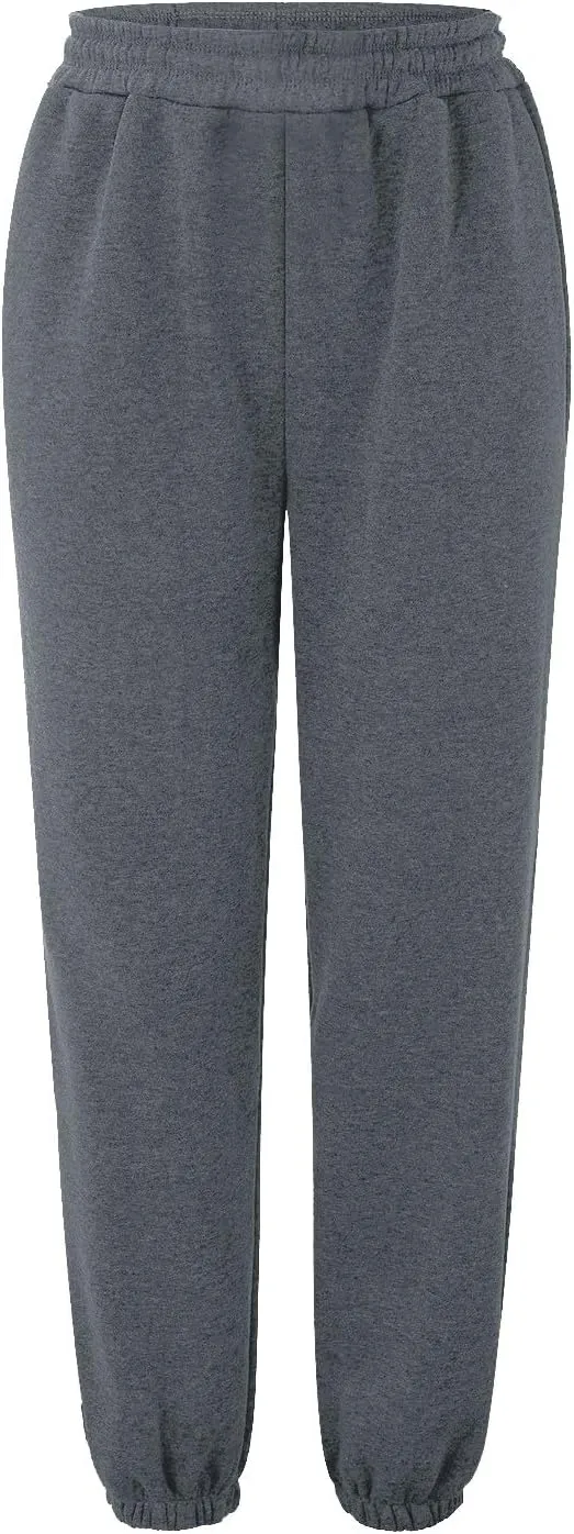 Womens Cotton Linen Jogger Pants Lightweight Elastic High Waist Trousers with Pockets Lounge Baggy Sweatpant for Yoga Gym
