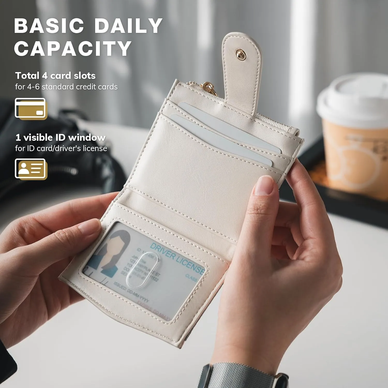 Womens Credit Card Holder Slim Minimalist Canvas & Leather Card Wallet, RFID Blocking Ladies Purses with KeyChain Zipped Coin Pocket Bifold Front Pocket Wallet