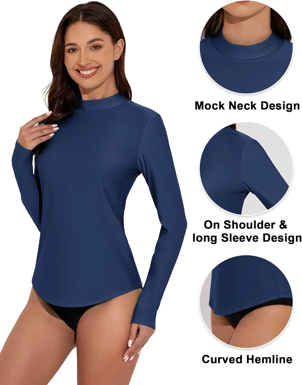 Women's Gradient Rash Guard UPF 50  Long Sleeve Swim Shirts UV Sun Protection Quick Dry Printed Surfing Top