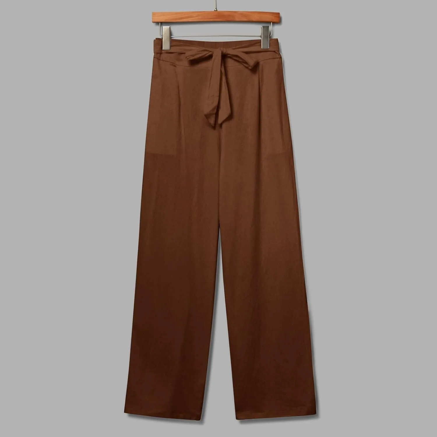 Women's Linen Blend Summer Casual Flowy Pants High Waist Lounge Pants Plus Size Trouser Vacation