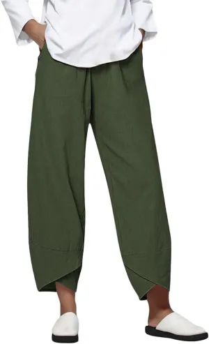 Womens Linen Pants 2025 Summer Casual Loose Waist Long Solid Cotton Pants Cotton Linen Lounge Beach Summer Pants