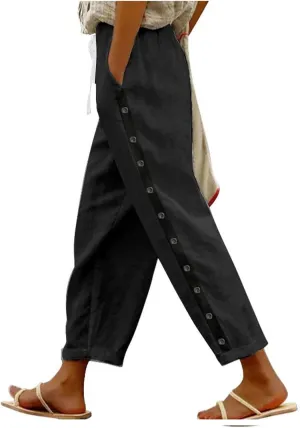 Womens Pants, Casual Pants Peasant Linen Straight Leg Drawstring Plaid 2025 Loose