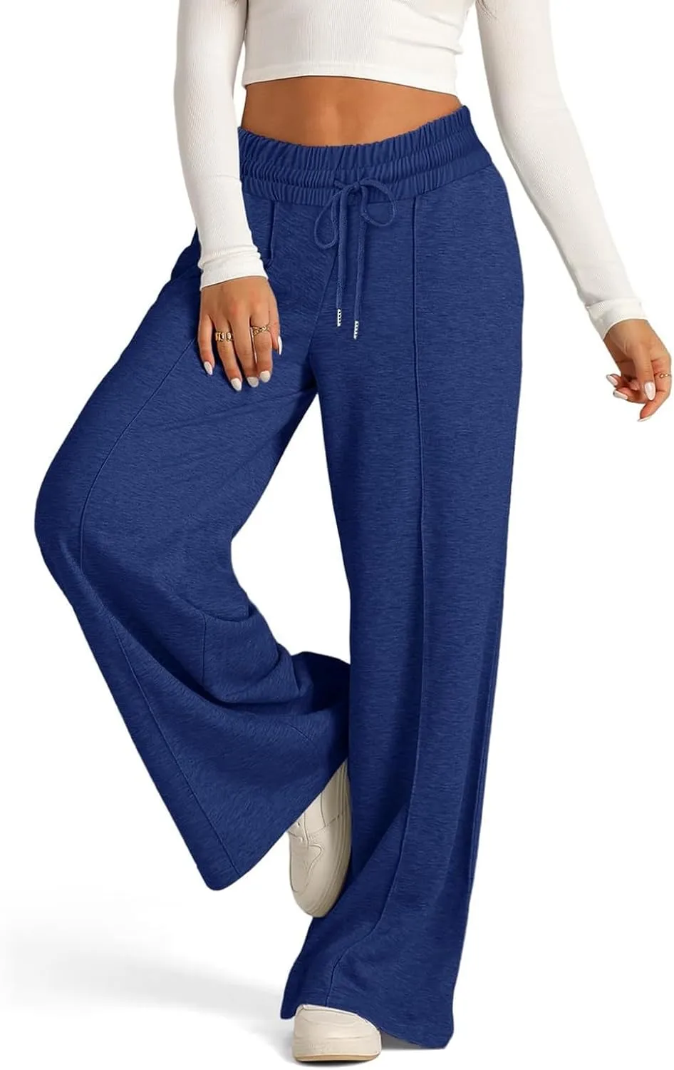 Women's Pants, High Waisted Straight Leg Linen Pants Wide Summer Sweatpants Palazzo