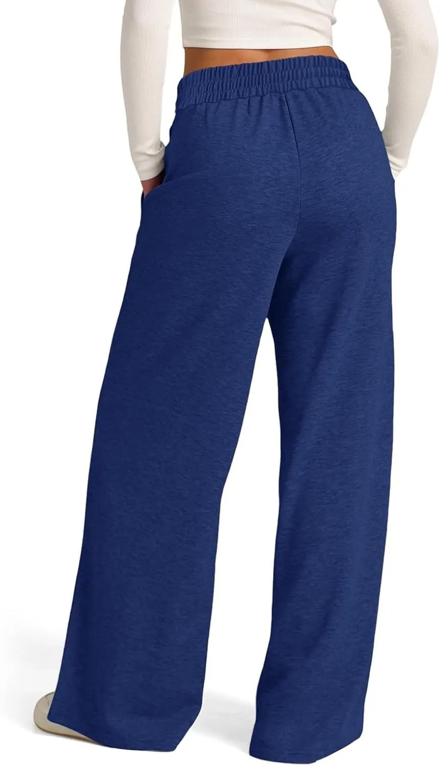 Women's Pants, High Waisted Straight Leg Linen Pants Wide Summer Sweatpants Palazzo