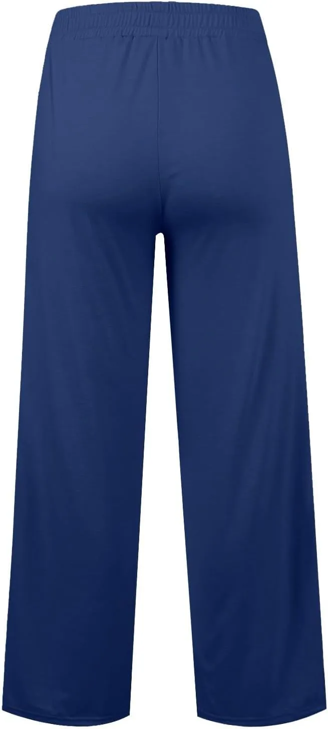 Women's Pants, High Waisted Straight Leg Linen Pants Wide Summer Sweatpants Palazzo