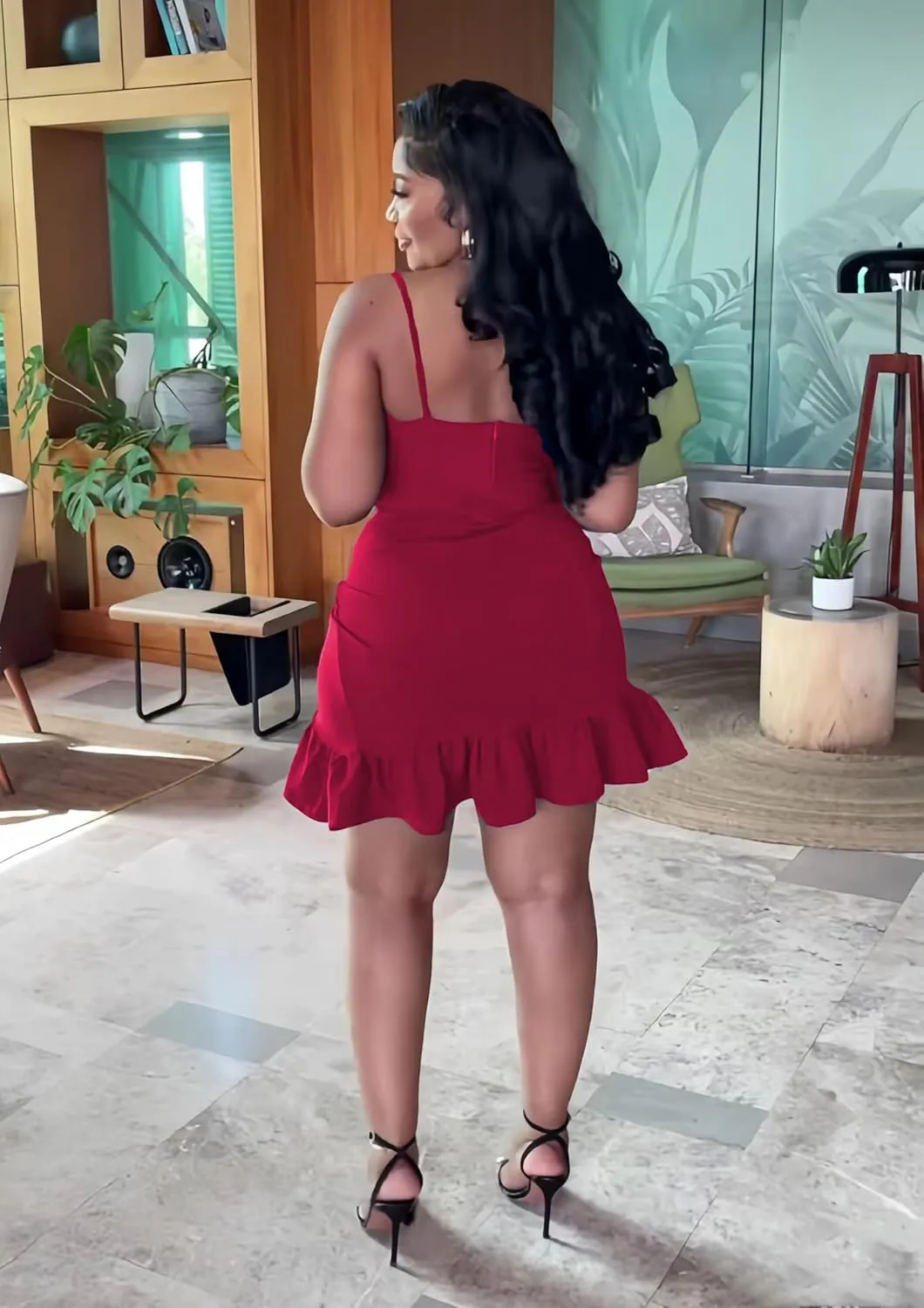 Womens Sexy Sleeveless Bodycon Mini Dress 2024 Summer Casual Straps Short Ruffle Dresses Beach Party Club Homecoming