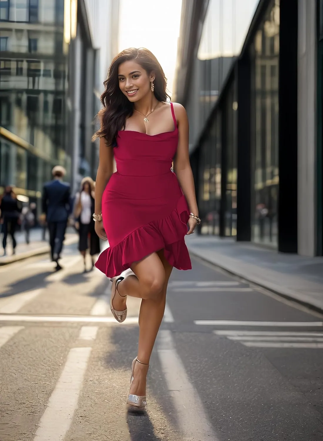 Womens Sexy Sleeveless Bodycon Mini Dress 2024 Summer Casual Straps Short Ruffle Dresses Beach Party Club Homecoming