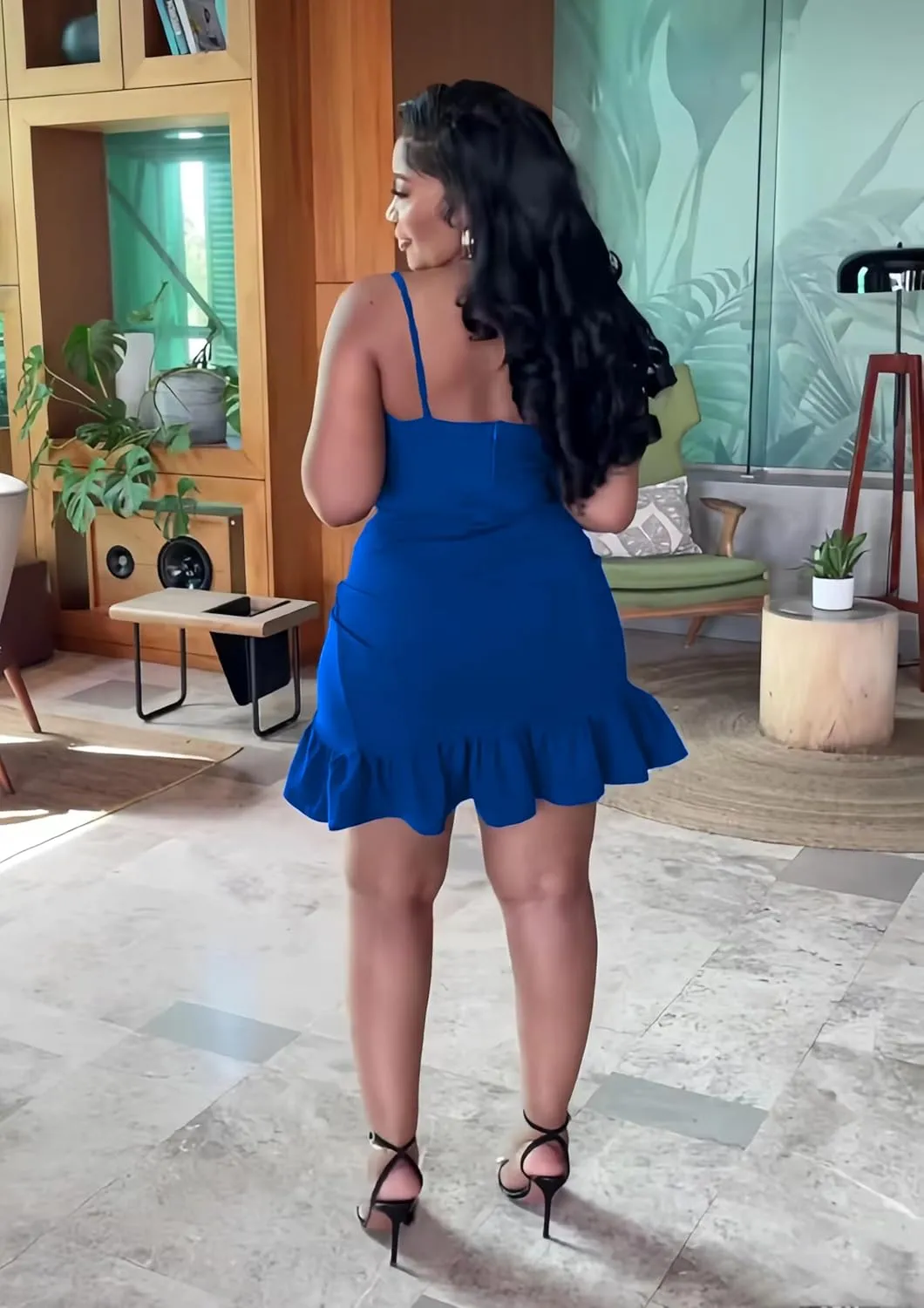 Womens Sexy Sleeveless Bodycon Mini Dress 2024 Summer Casual Straps Short Ruffle Dresses Beach Party Club Homecoming