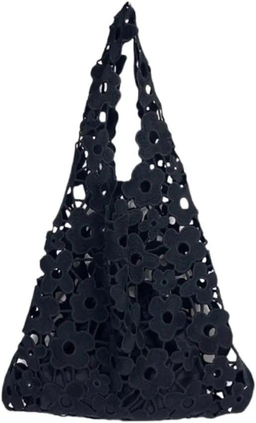 Women's Tote Bag, Hollow Out Beach Tote Bag Cute Aesthetic Hobo Bag Flower Pattern Shoulder Bag Beach Bag for Women