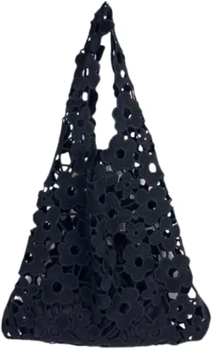 Women's Tote Bag, Hollow Out Beach Tote Bag Cute Aesthetic Hobo Bag Flower Pattern Shoulder Bag Beach Bag for Women