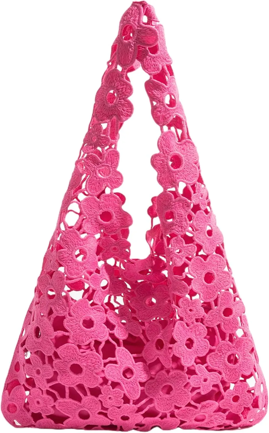 Women's Tote Bag, Hollow Out Beach Tote Bag Cute Aesthetic Hobo Bag Flower Pattern Shoulder Bag Beach Bag for Women