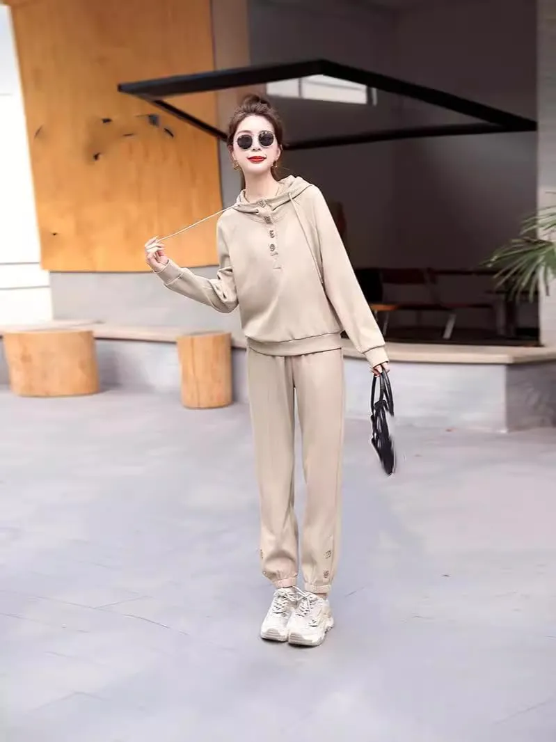 Women's Tracksuit Fall Slim Harem Pants Sportswear 2 Piece Set