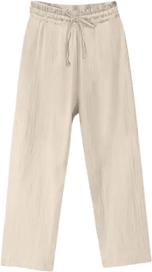 Women's Wide Leg Palazzo Harem Pants Fall Casual Loose Pockets Solid Elastic Waist Baggy Travel Pants 2024