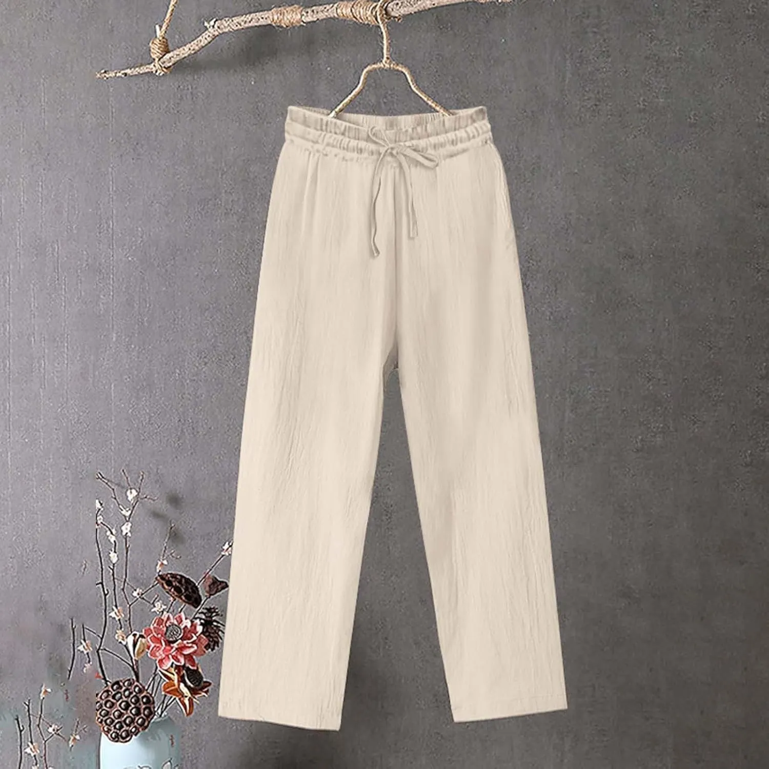 Women's Wide Leg Palazzo Harem Pants Fall Casual Loose Pockets Solid Elastic Waist Baggy Travel Pants 2024