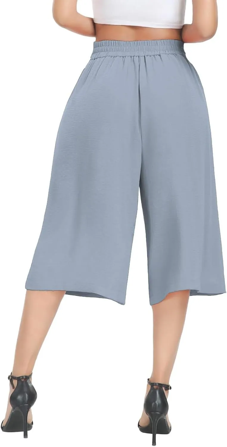 Womens' Yoga Pants with Pockets Tummy Control High Waist Flare Crop Waist Casual Palazzo Trousers 2025 Capris