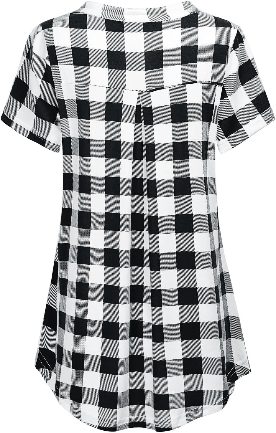 Women's Zip Up V Neck Short Sleeve Casual Tunic Shirt
