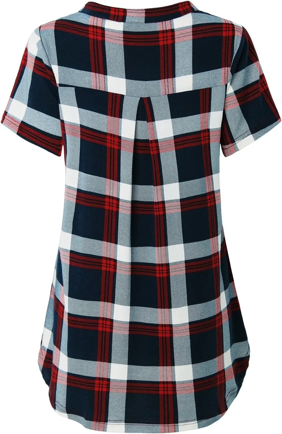 Women's Zip Up V Neck Short Sleeve Casual Tunic Shirt