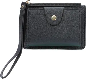 Wristlet Wallet Multi-Slot PU Credit Card Bank Card Holder for Women Girl with Wrist Strap Solid Color Coin Cash Purse