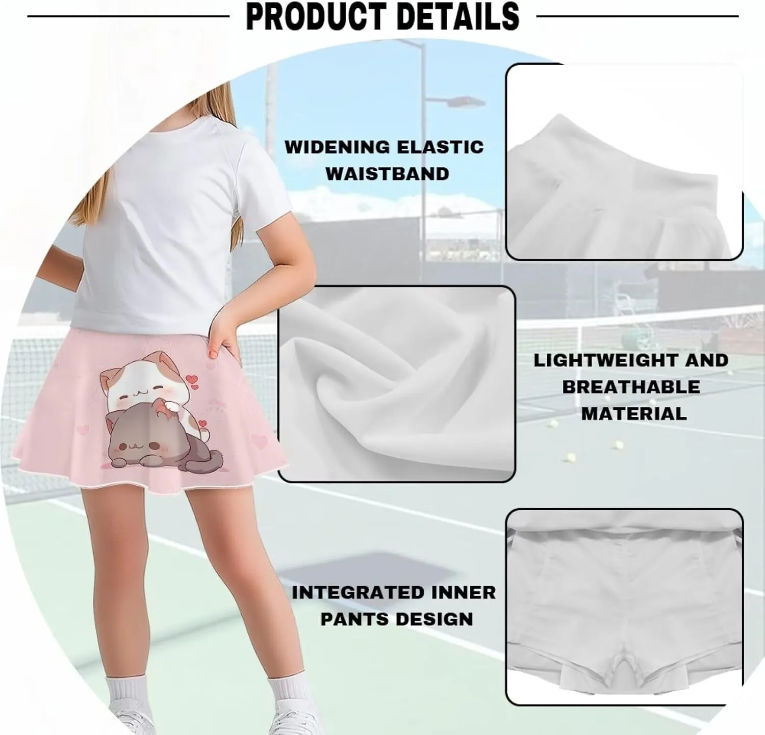 Xpyiqun Tennis Skirt for Girls 5-14 High Waist Pleated Athletic Skorts Summer Quick Dry Kids School Outfits