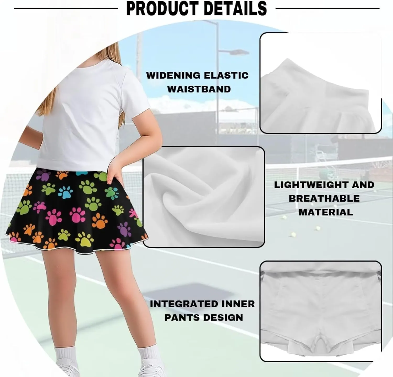 Xpyiqun Tennis Skirt for Girls 5-14 High Waist Pleated Athletic Skorts Summer Quick Dry Kids School Outfits