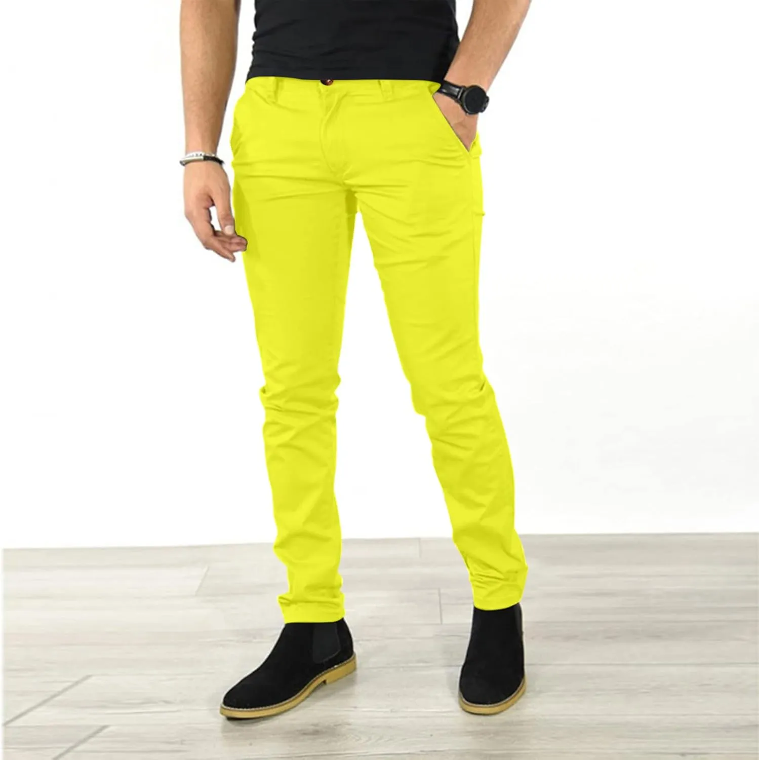 XUETON Men's Casual Office Work Suit Pants Formal Dress Trousers Stretch Flat-Front Chino Golf Pants Slim Fit Tapered Pants