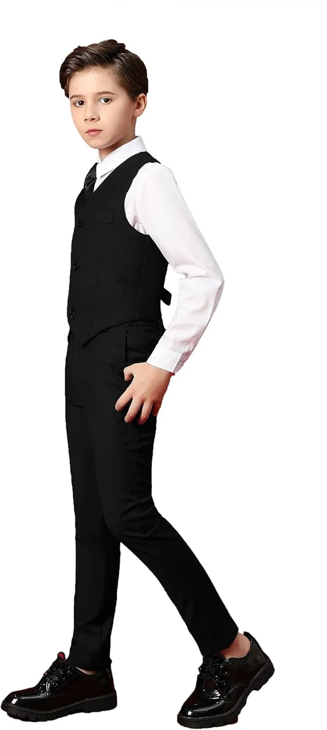 Yanlu Boys Suits Set Vest Pants Dress Shirt and Tie for Toddler Kids Formal Dresswear
