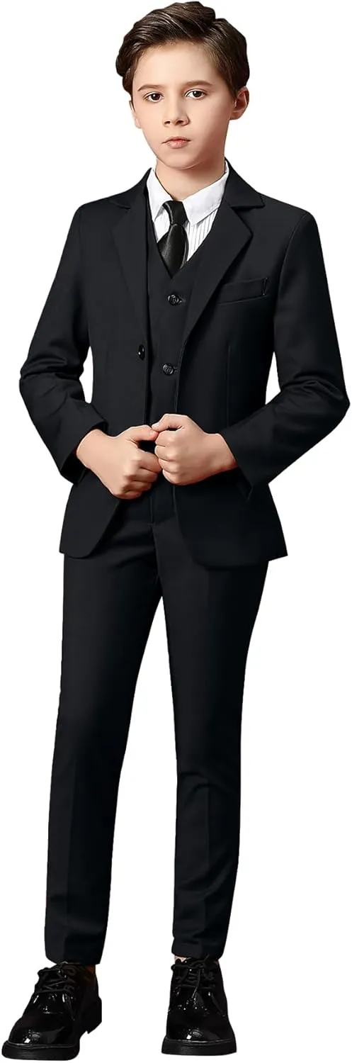 Yanlu Boys Suits Set Vest Pants Dress Shirt and Tie for Toddler Kids Formal Dresswear