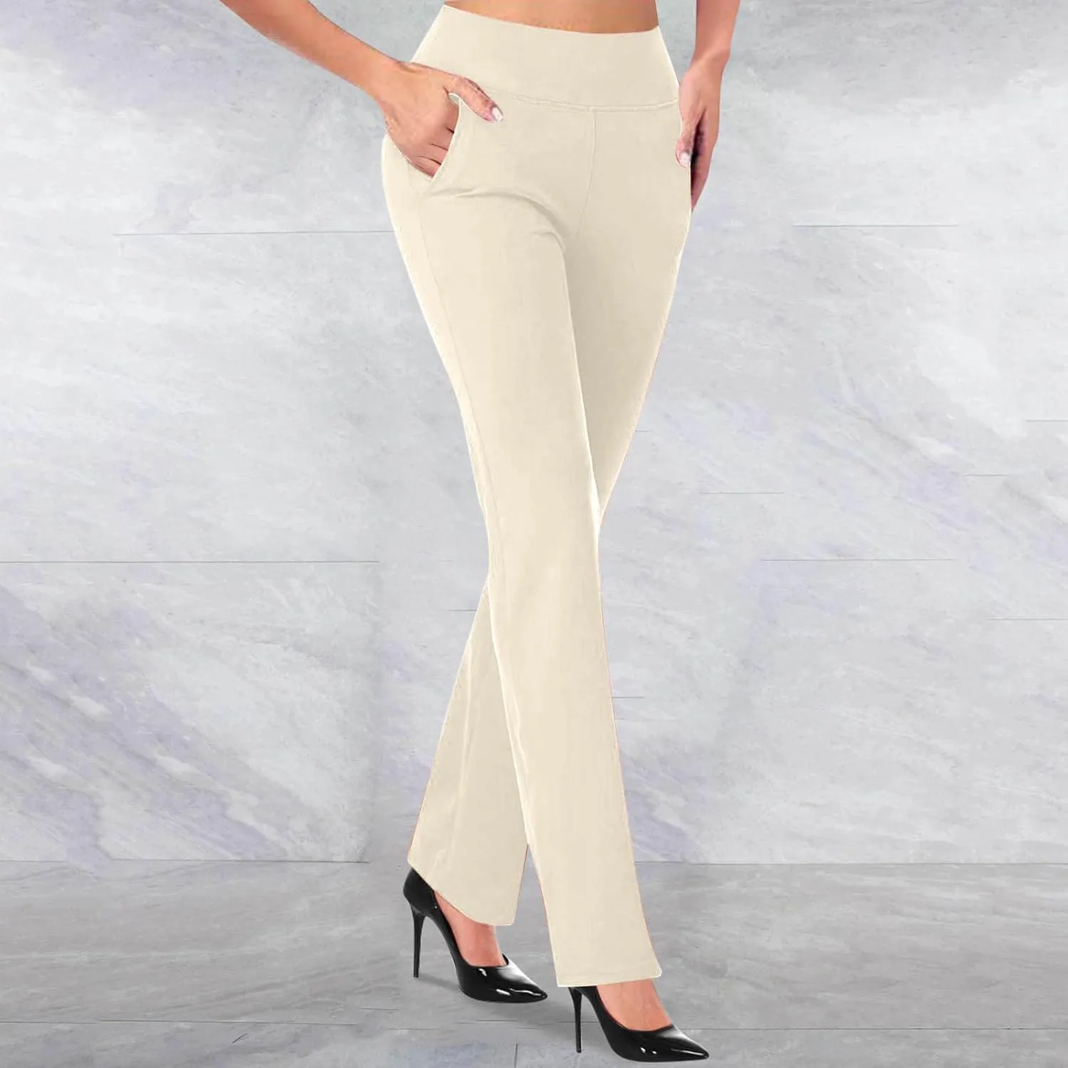 Yoga Pants Women High Waist Dress Pant High Waist Stretch Trousers 2025 Workout Running Leggings Wide Leg Work Pants